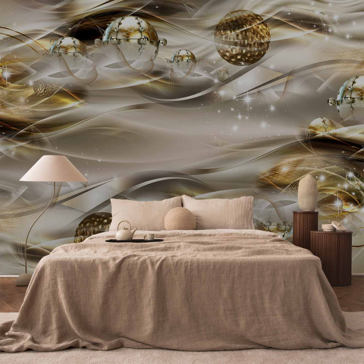 Wall Mural Golden nebula - abstract in golden tones with waves and ornaments 90191 additionalImage 2