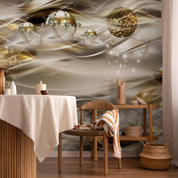 Wall Mural Golden nebula - abstract in golden tones with waves and ornaments 90191 additionalImage 6