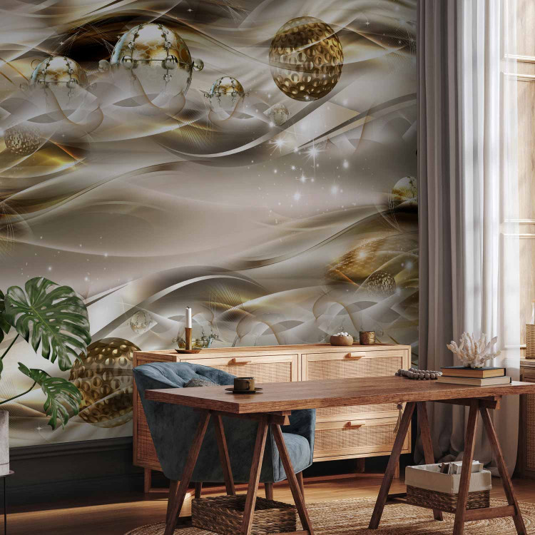 Wall Mural Golden nebula - abstract in golden tones with waves and ornaments 90191 additionalImage 4