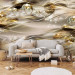 Wall Mural Golden nebula - abstract in golden tones with waves and ornaments 90191