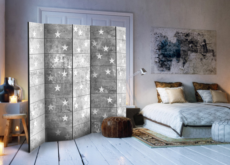 Room Divider Screen Stars on Concrete II - white stars on a gray concrete texture 95391 additionalImage 4