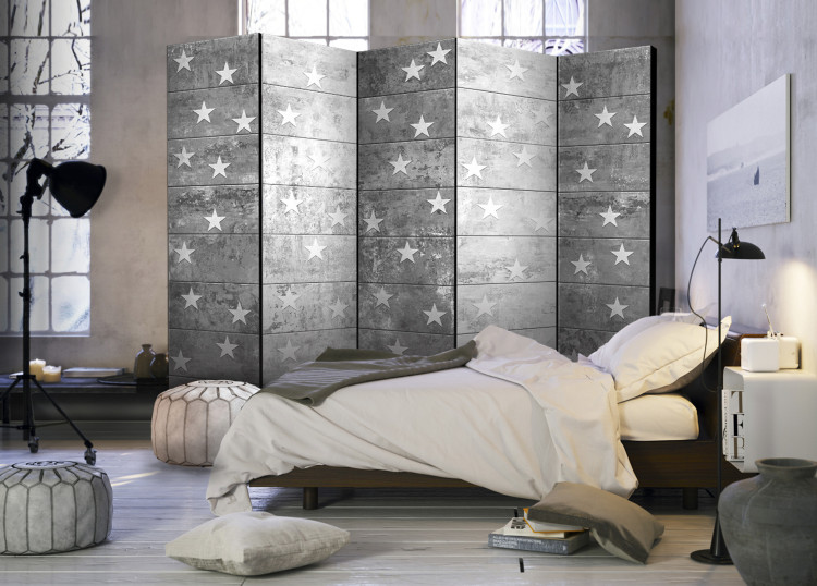 Room Divider Screen Stars on Concrete II - white stars on a gray concrete texture 95391 additionalImage 2