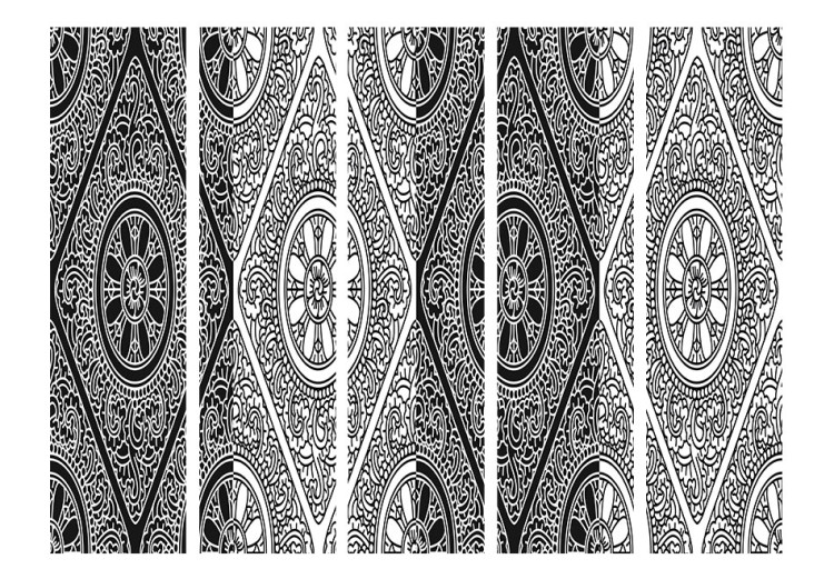 Folding Screen Ethnic Monochrome II - black and white mandala in oriental motif 95691 additionalImage 3