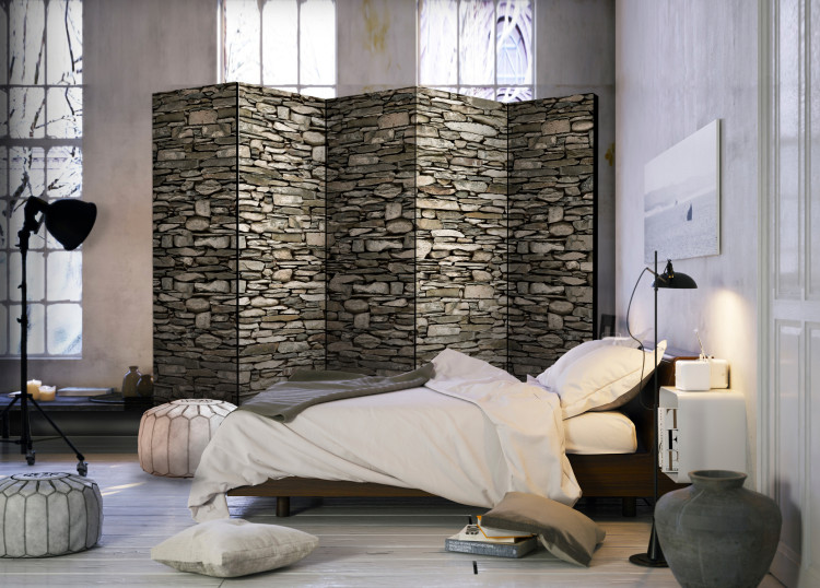 Room Separator Stone Charm II - architectural texture of gray stone wall 95991 additionalImage 2