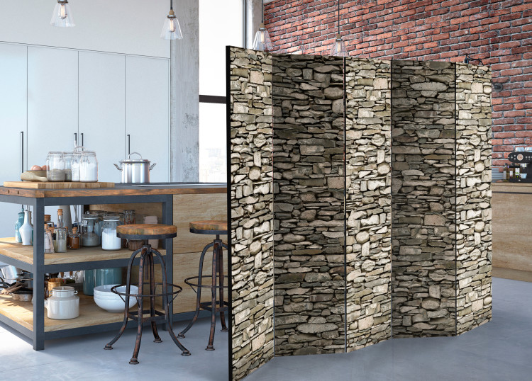 Room Separator Stone Charm II - architectural texture of gray stone wall 95991 additionalImage 4