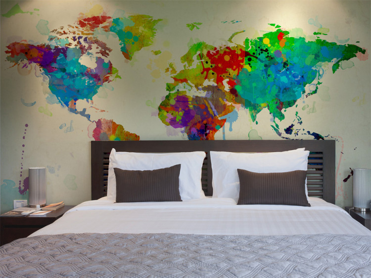Photo Wallpaper Paint splashes map of the World 97091