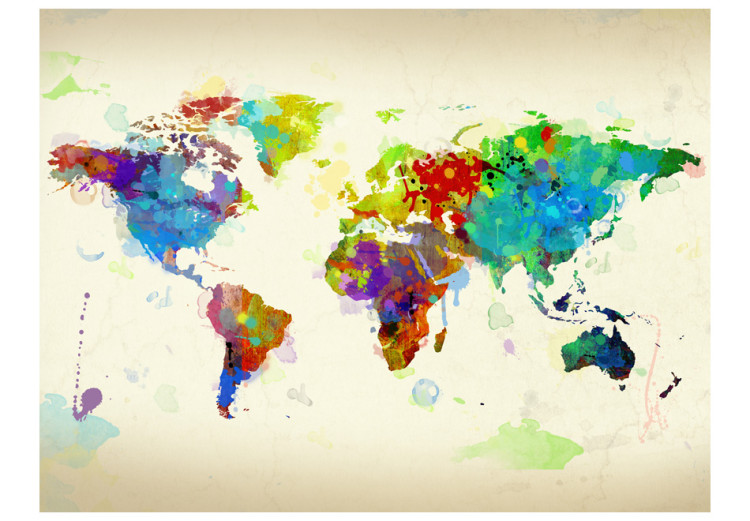 Photo Wallpaper Paint splashes map of the World 97091 additionalImage 1