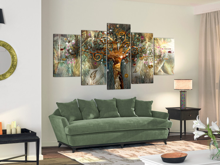 Canvas Tree of Eternity (5-piece) - Beautifully Adorned Colorful Abstraction 105602 additionalImage 3