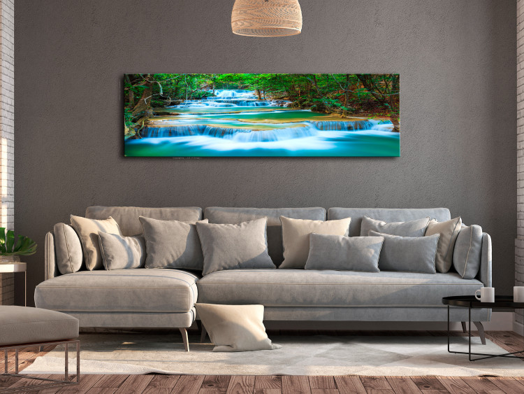 Canvas Kanchanaburi Waterfall (1-piece) - Blue Water in Green Forest 106202 additionalImage 3