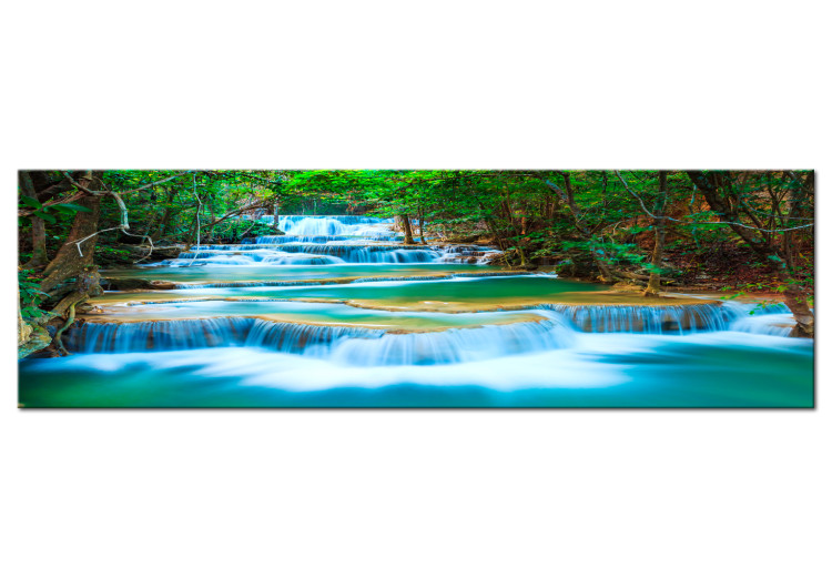 Canvas Kanchanaburi Waterfall (1-piece) - Blue Water in Green Forest 106202