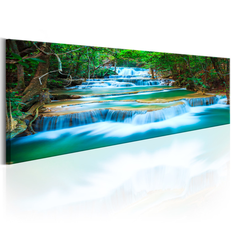 Canvas Kanchanaburi Waterfall (1-piece) - Blue Water in Green Forest 106202 additionalImage 2