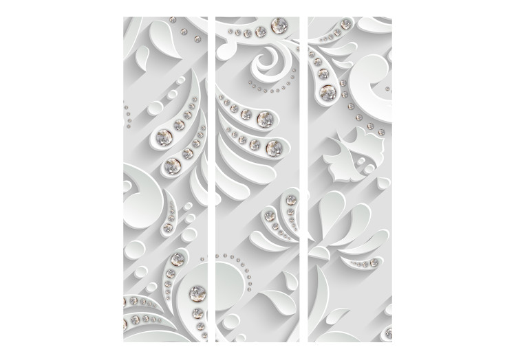 Room Divider Screen Flowers in Crystals - plant sculptures and other shapes on a white texture 108402 additionalImage 3