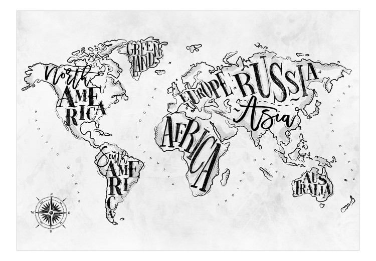 Wall Mural Retro Continents (Grey) 113802 additionalImage 1