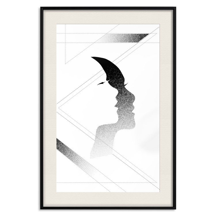 Wall Poster Woman's Shadow - geometric abstraction with a black and white woman's face 114302 additionalImage 18