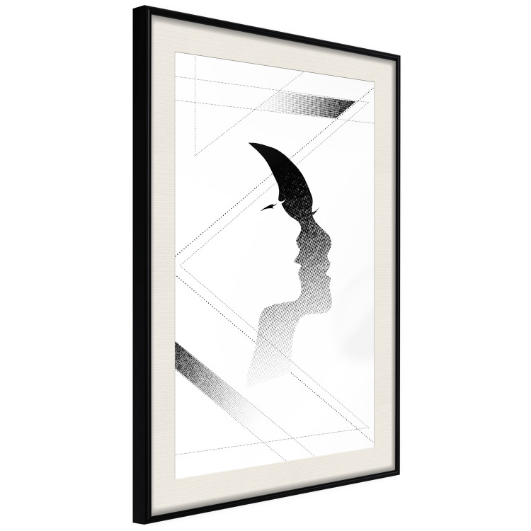 Wall Poster Woman's Shadow - geometric abstraction with a black and white woman's face 114302 additionalImage 3