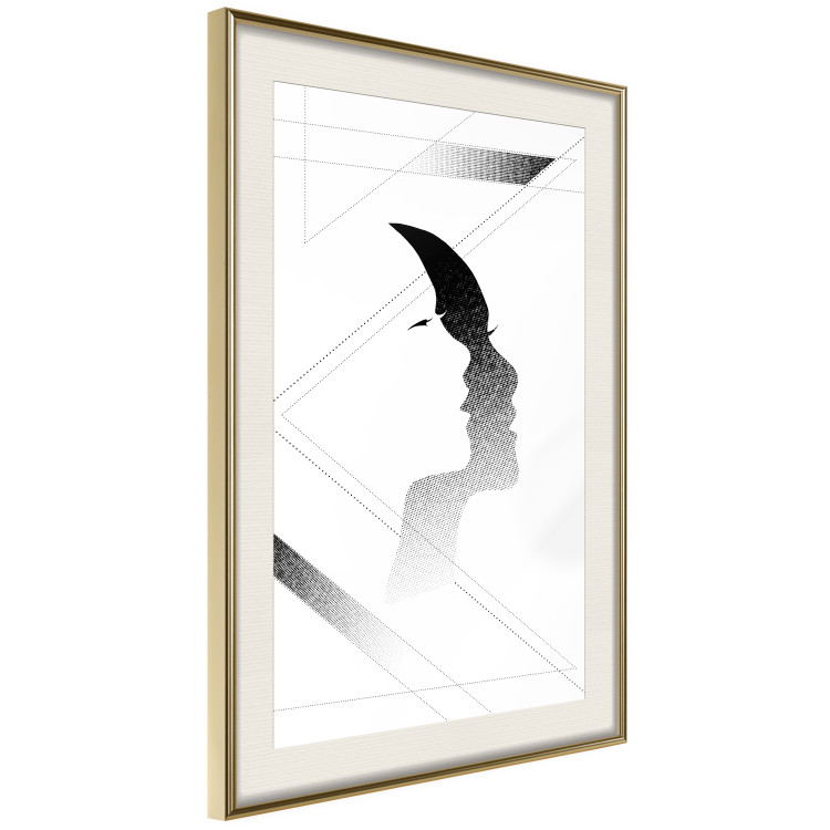 Wall Poster Woman's Shadow - geometric abstraction with a black and white woman's face 114302 additionalImage 2