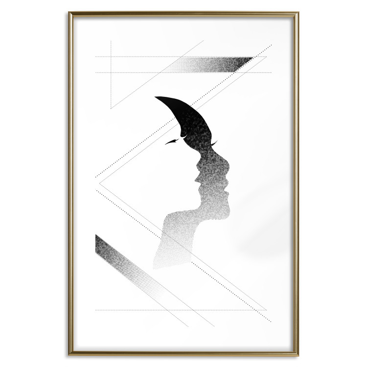 Wall Poster Woman's Shadow - geometric abstraction with a black and white woman's face 114302 additionalImage 14