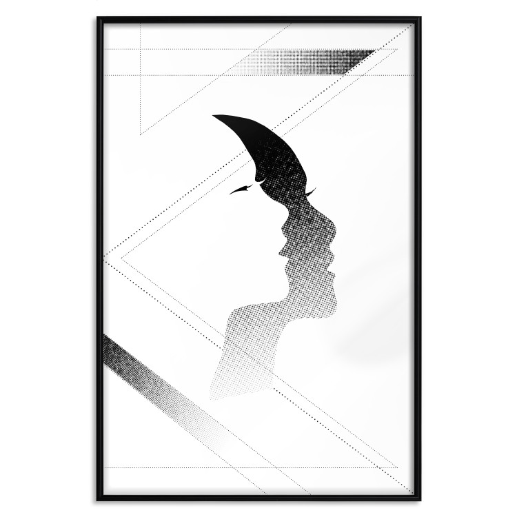 Wall Poster Woman's Shadow - geometric abstraction with a black and white woman's face 114302 additionalImage 24