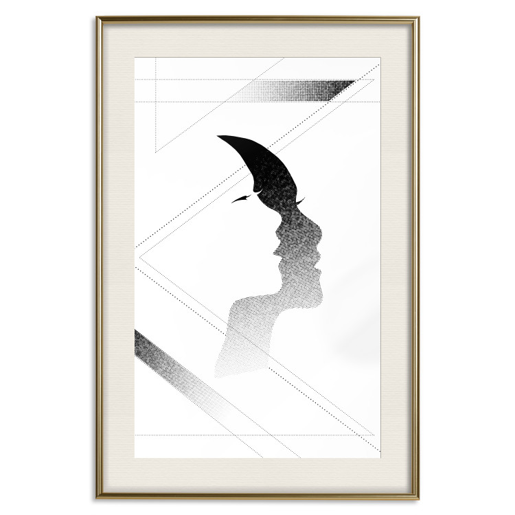 Wall Poster Woman's Shadow - geometric abstraction with a black and white woman's face 114302 additionalImage 19