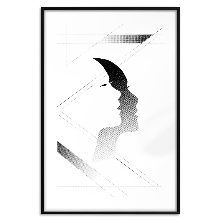 Wall Poster Woman's Shadow - geometric abstraction with a black and white woman's face 114302 additionalImage 15