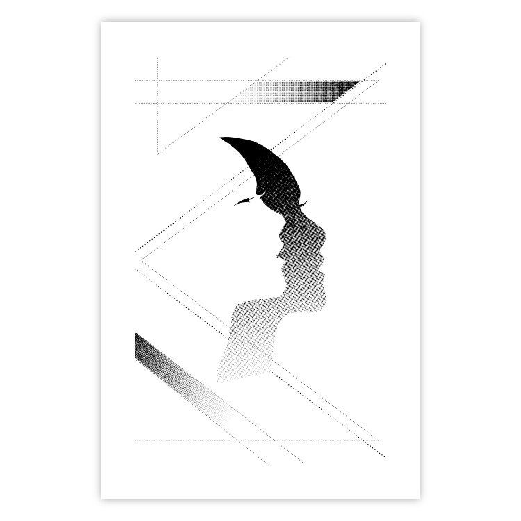Wall Poster Woman's Shadow - geometric abstraction with a black and white woman's face 114302 additionalImage 25