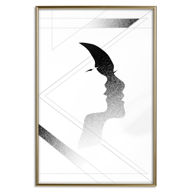 Wall Poster Woman's Shadow - geometric abstraction with a black and white woman's face 114302 additionalImage 20