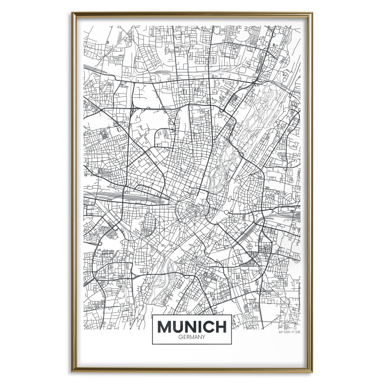 Wall Poster Munich Map - black and white map of the German city on a light background 114402 additionalImage 16