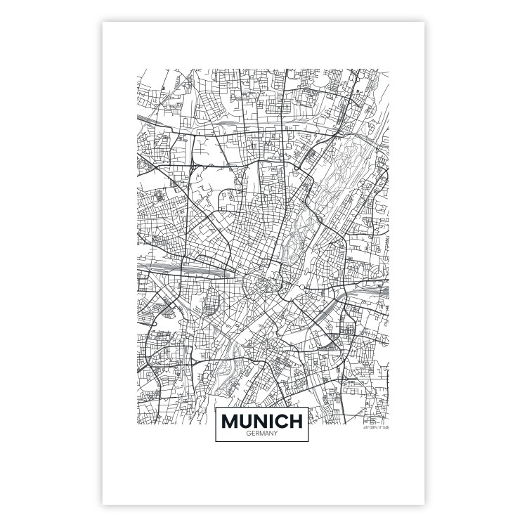 Wall Poster Munich Map - black and white map of the German city on a light background 114402 additionalImage 25