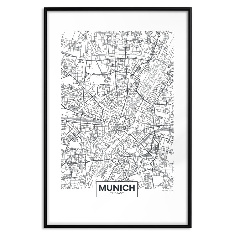 Wall Poster Munich Map - black and white map of the German city on a light background 114402 additionalImage 15