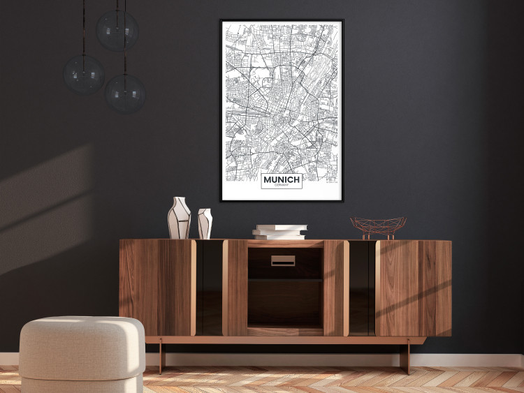 Wall Poster Munich Map - black and white map of the German city on a light background 114402 additionalImage 3