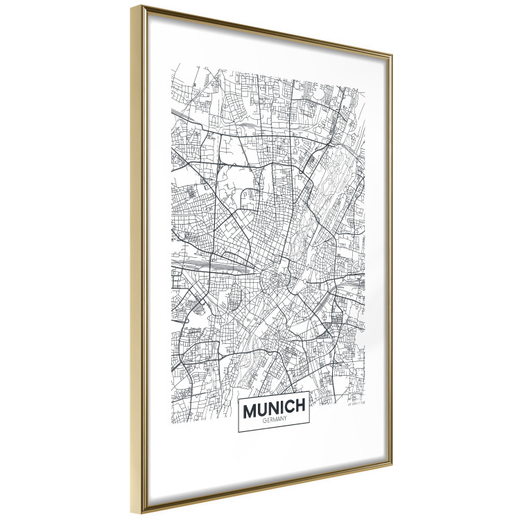 Wall Poster Munich Map - black and white map of the German city on a light background 114402 additionalImage 8