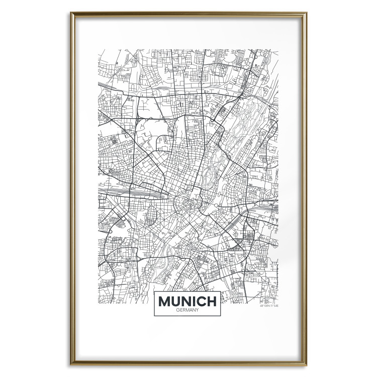 Wall Poster Munich Map - black and white map of the German city on a light background 114402 additionalImage 16