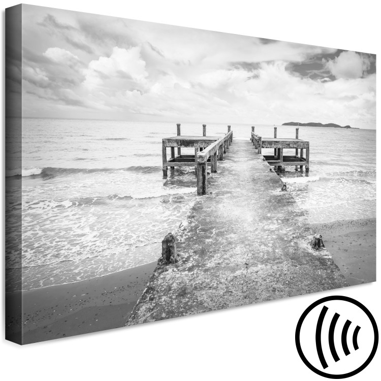 Canvas Whispers of the Sea (1-part) - Black and White Water and Wooden Bridge 114902 additionalImage 6