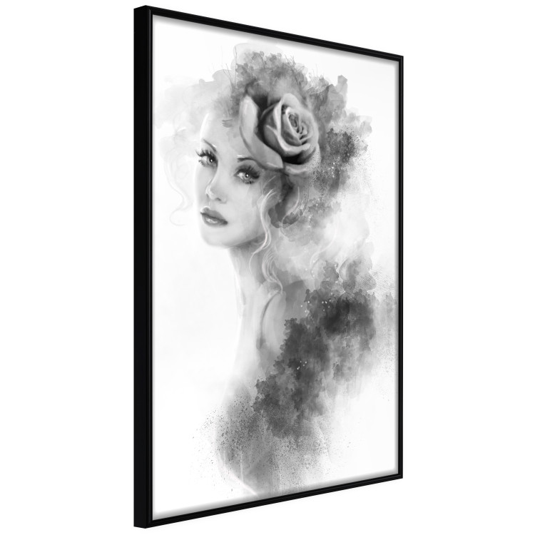 Wall Poster Watercolor portrait - black and white figure of a woman with a rose in her hair 115002 additionalImage 10