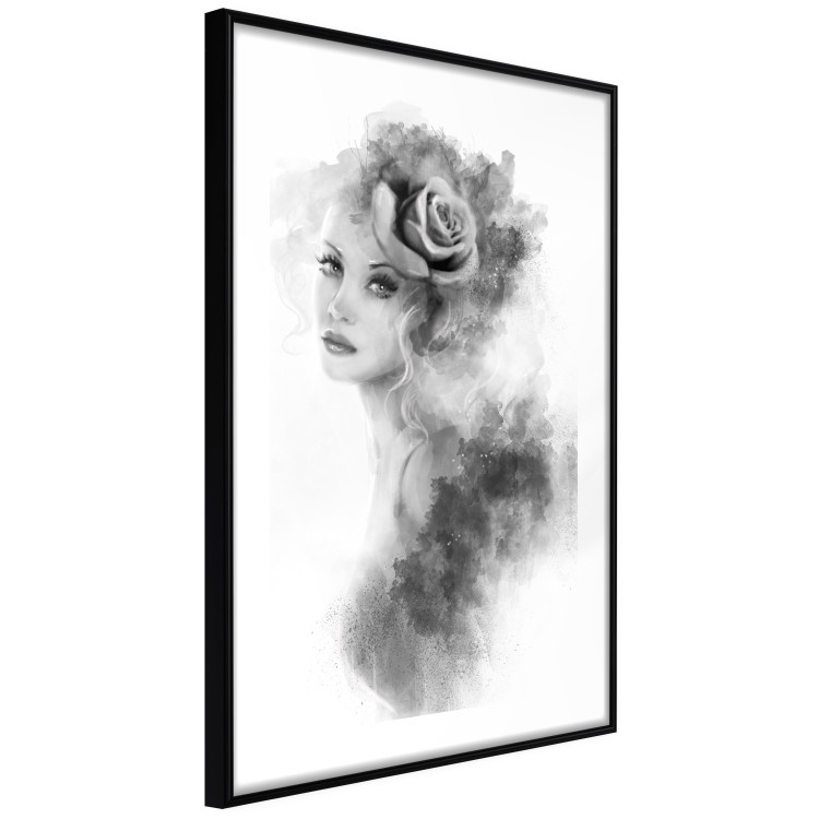 Wall Poster Watercolor portrait - black and white figure of a woman with a rose in her hair 115002 additionalImage 11