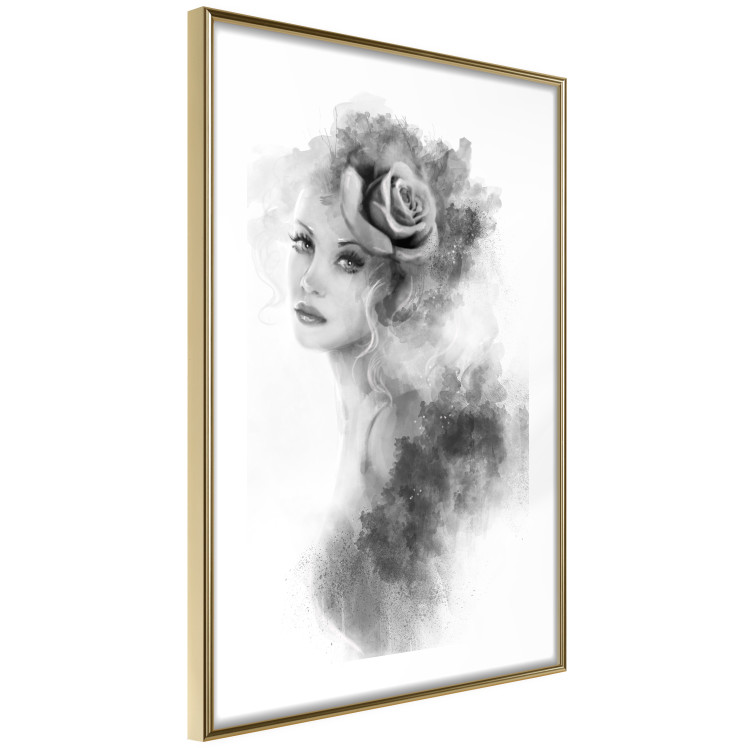 Wall Poster Watercolor portrait - black and white figure of a woman with a rose in her hair 115002 additionalImage 8