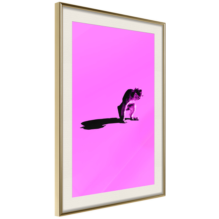 Wall Poster Little Monkey - looking down animal on a pink background 115202 additionalImage 2