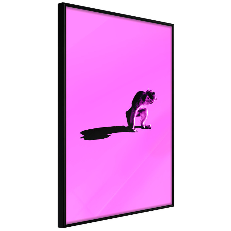 Wall Poster Little Monkey - looking down animal on a pink background 115202 additionalImage 10