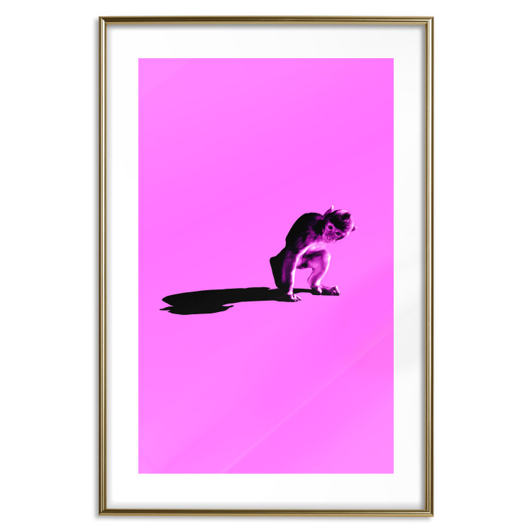 Wall Poster Little Monkey - looking down animal on a pink background 115202 additionalImage 16
