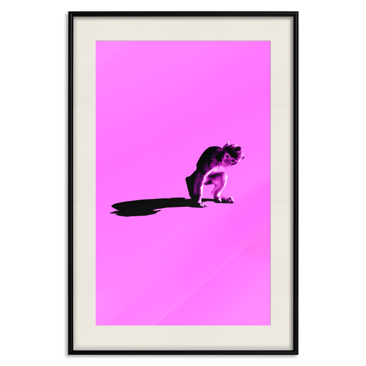 Wall Poster Little Monkey - looking down animal on a pink background 115202 additionalImage 18