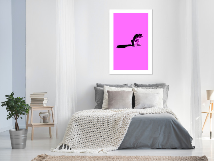 Wall Poster Little Monkey - looking down animal on a pink background 115202 additionalImage 2