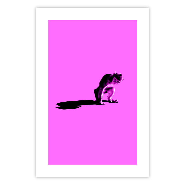 Wall Poster Little Monkey - looking down animal on a pink background 115202 additionalImage 25