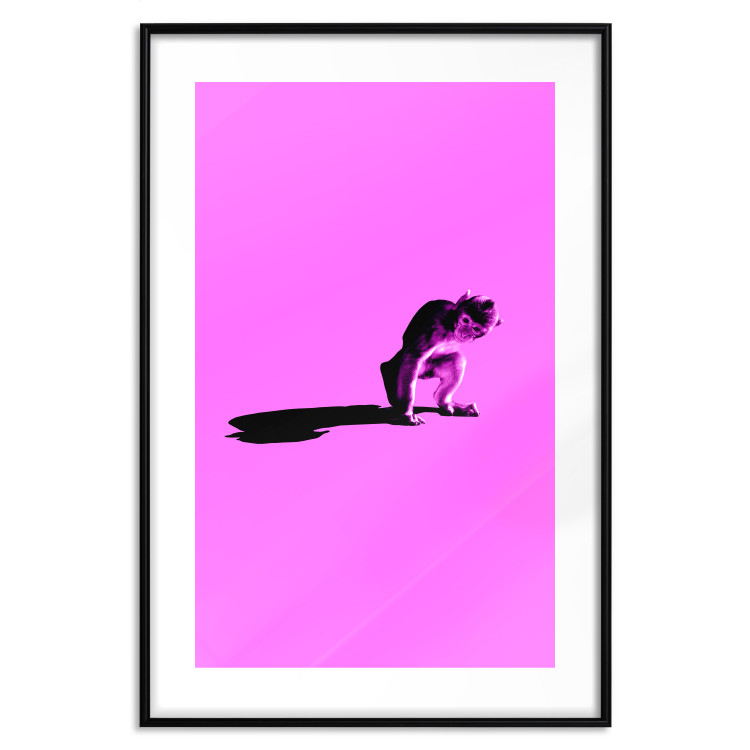 Wall Poster Little Monkey - looking down animal on a pink background 115202 additionalImage 15