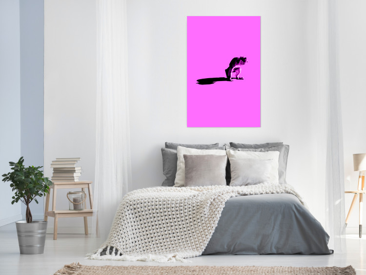 Wall Poster Little Monkey - looking down animal on a pink background 115202 additionalImage 17