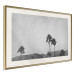Wall Poster Hot Summer - black and white landscape with palm trees against a mountain range 116502 additionalThumb 2
