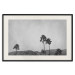Wall Poster Hot Summer - black and white landscape with palm trees against a mountain range 116502 additionalThumb 18