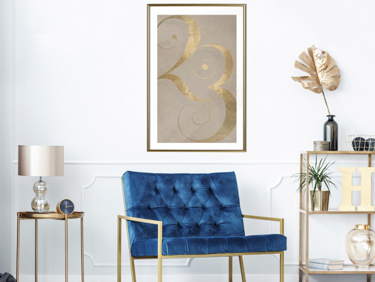 Wall Poster Lucky Number - composition on a brown background with a golden accent 117902 additionalImage 13
