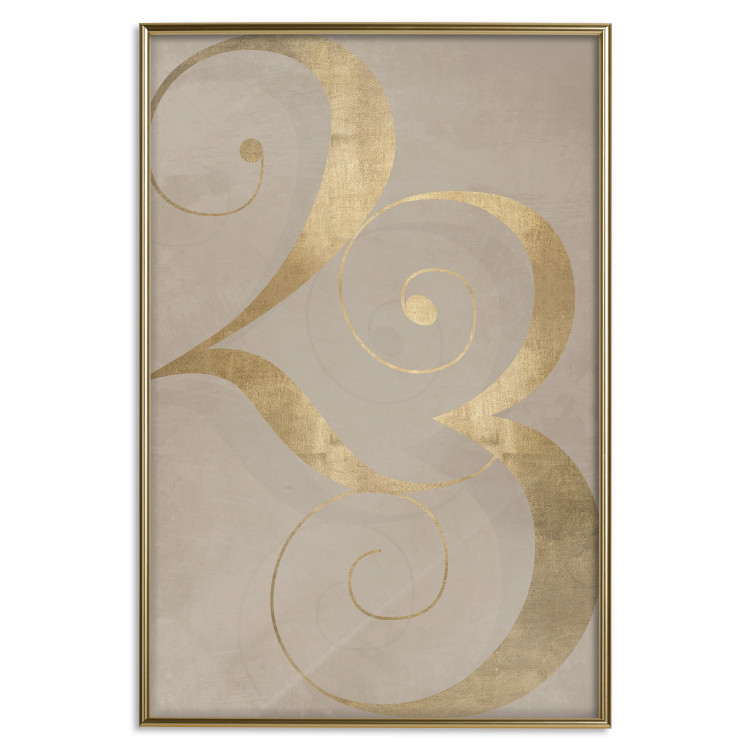 Wall Poster Lucky Number - composition on a brown background with a golden accent 117902 additionalImage 16