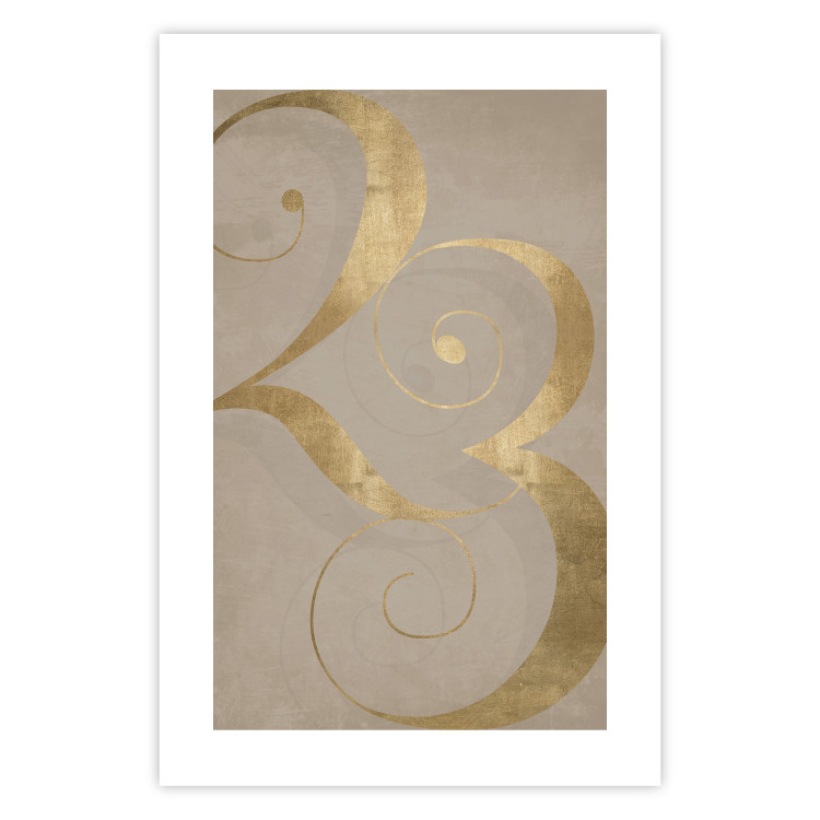 Wall Poster Lucky Number - composition on a brown background with a golden accent 117902 additionalImage 19