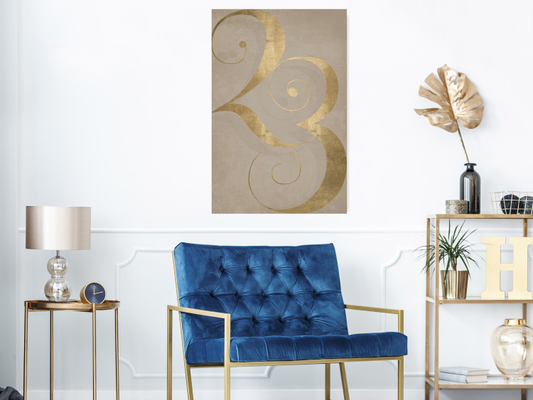 Wall Poster Lucky Number - composition on a brown background with a golden accent 117902 additionalImage 17